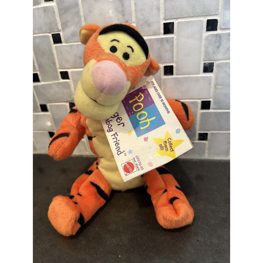 Vintage Disney Mattel 8" Tigger Beanbag Friend Plush‎ With Tag